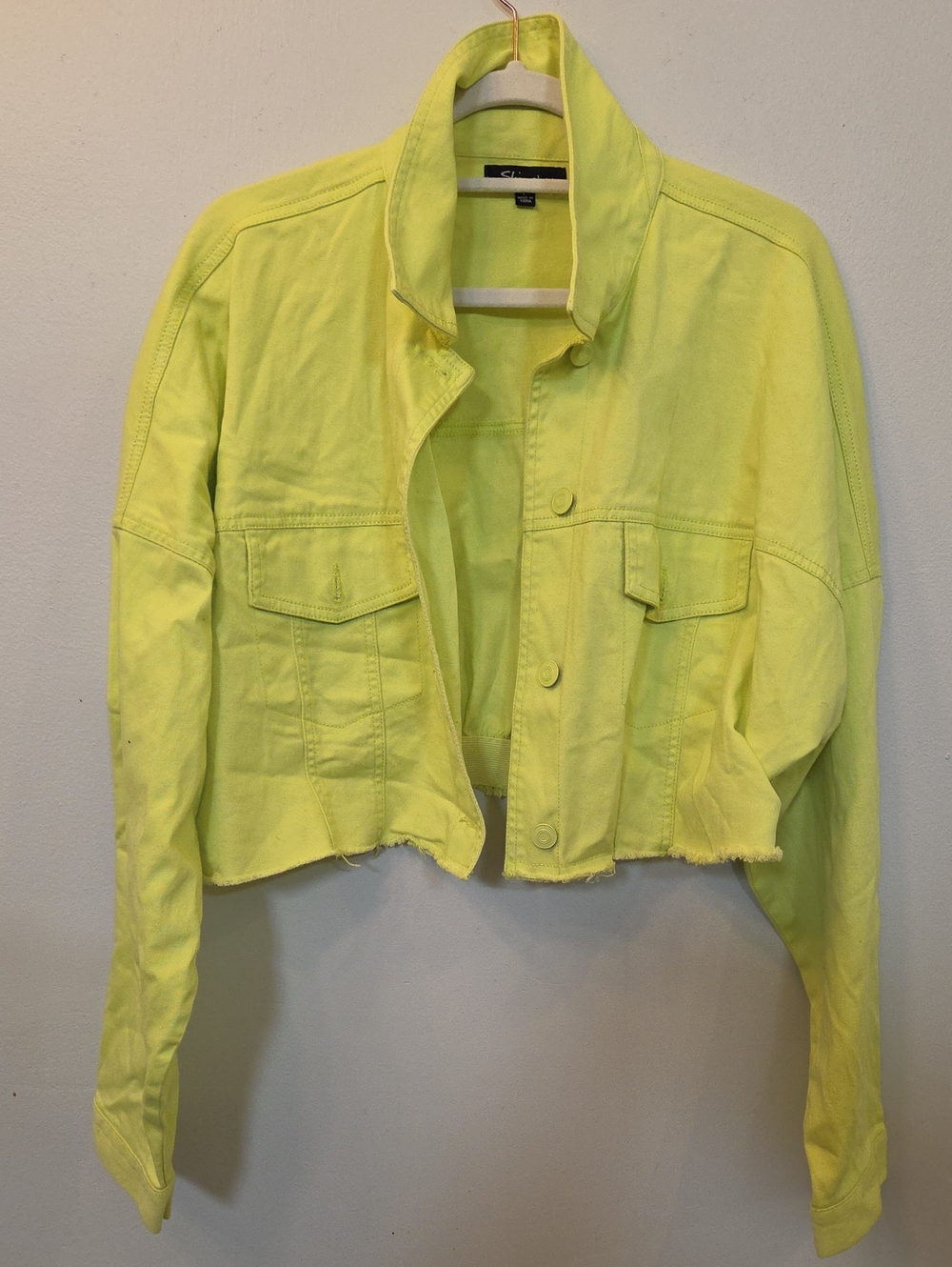 Shinestar Bright Yellow Cropped Denim Jacket